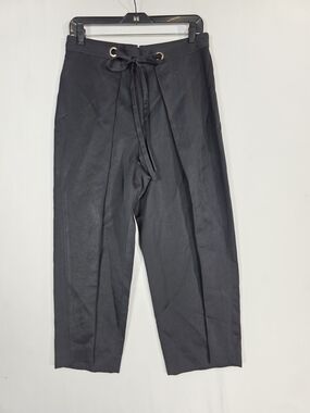 Club Monaco Black Cropped Drawstring Faux wrap Trousers
